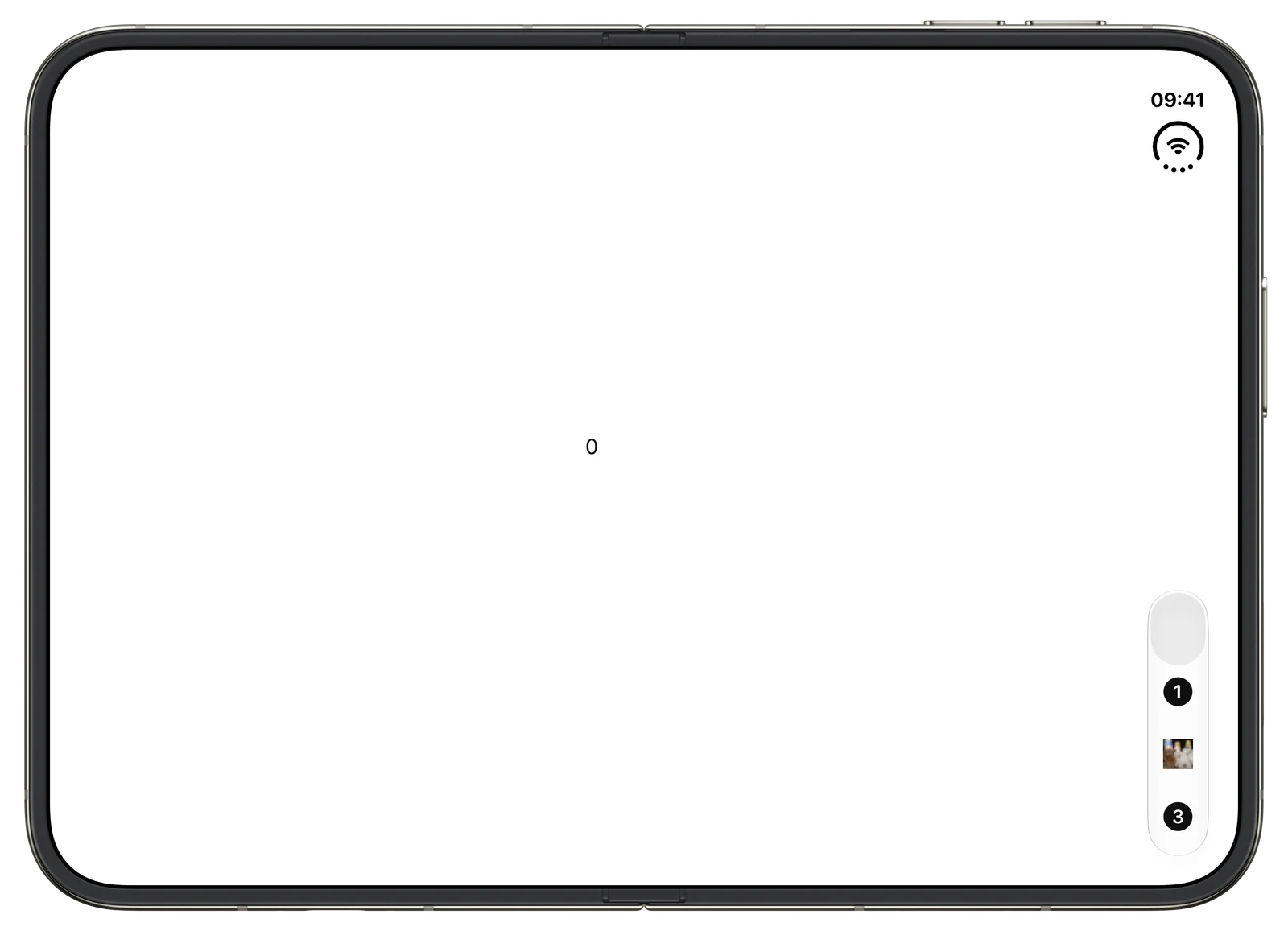 TabView - iOS on iPhone Duo - Landscape - Fully Open - Liquid Glass - Light Mode - Preview
