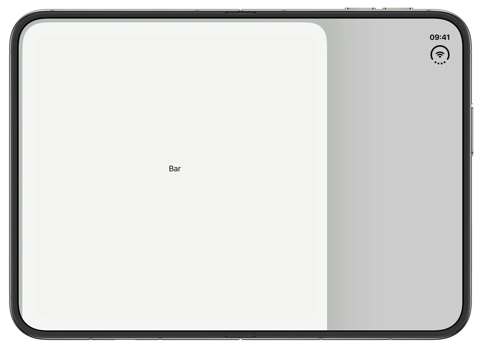 Sheet Placement - iOS on iPhone Duo - Landscape - Fully Open - Liquid Glass - Light Mode - Preview