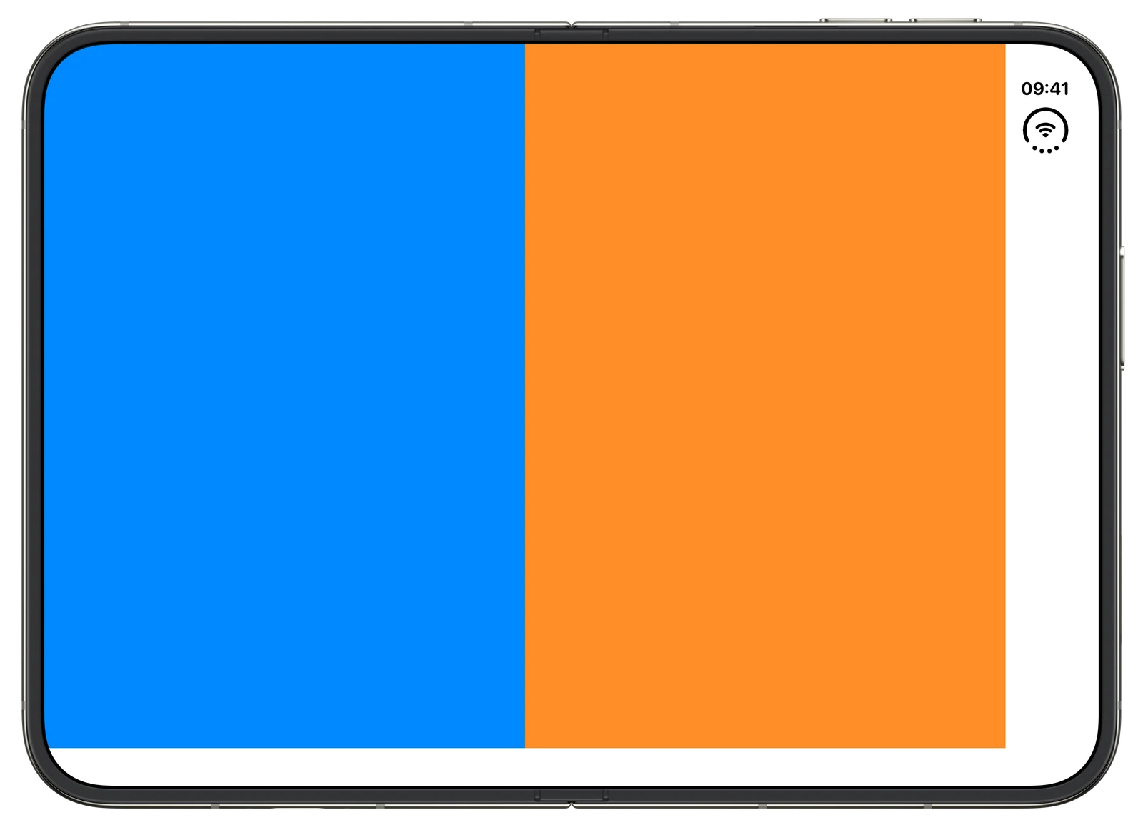 ArrangementView - iOS on iPhone Duo - Landscape - Fully Open - Liquid Glass - Light Mode - Preview