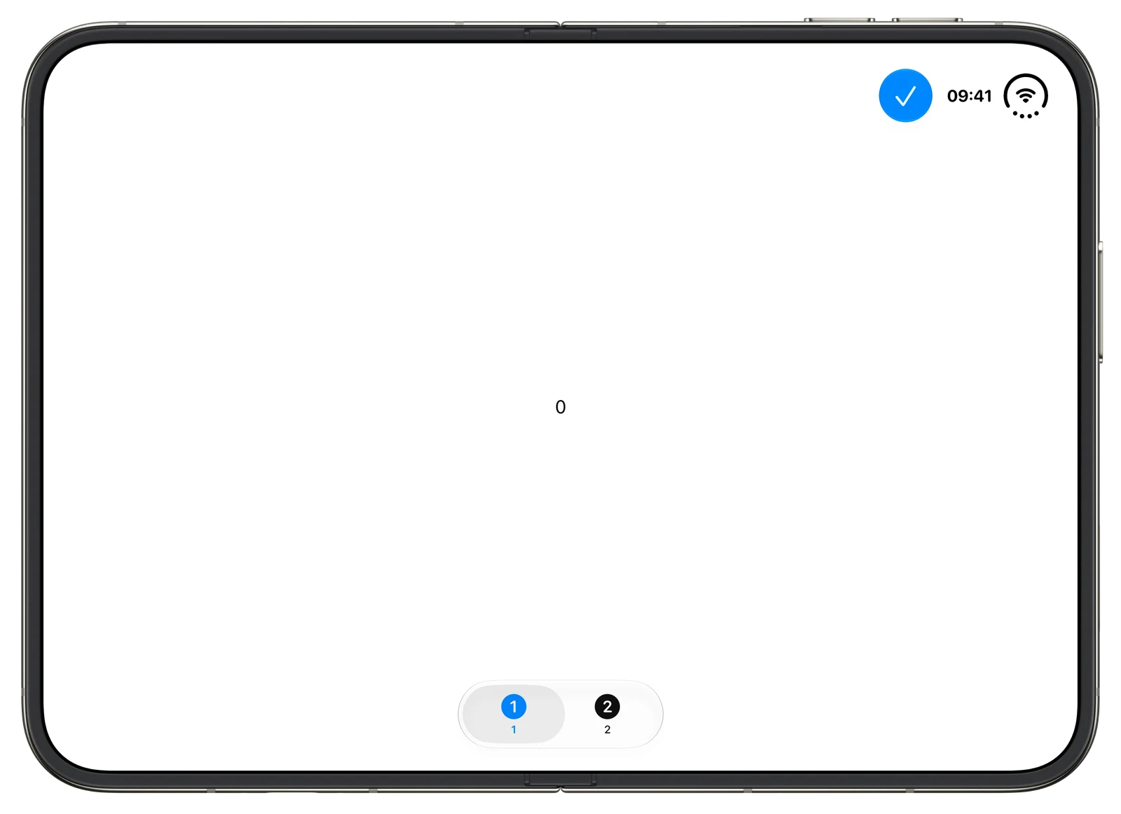 Disabled Toolbar Vertical Behavior - iOS on iPhone Duo - Landscape - Fully Open - Liquid Glass - Light Mode - Preview