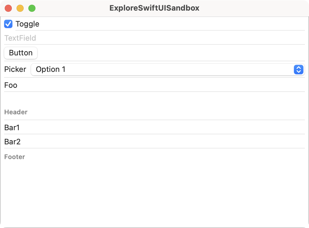 BorderedListStyle - macOS Light Mode Preview