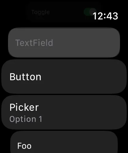 CarouselListStyle - watchOS Flat Design Light Mode Preview