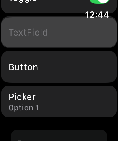 EllipticalListStyle - watchOS Light Mode Preview