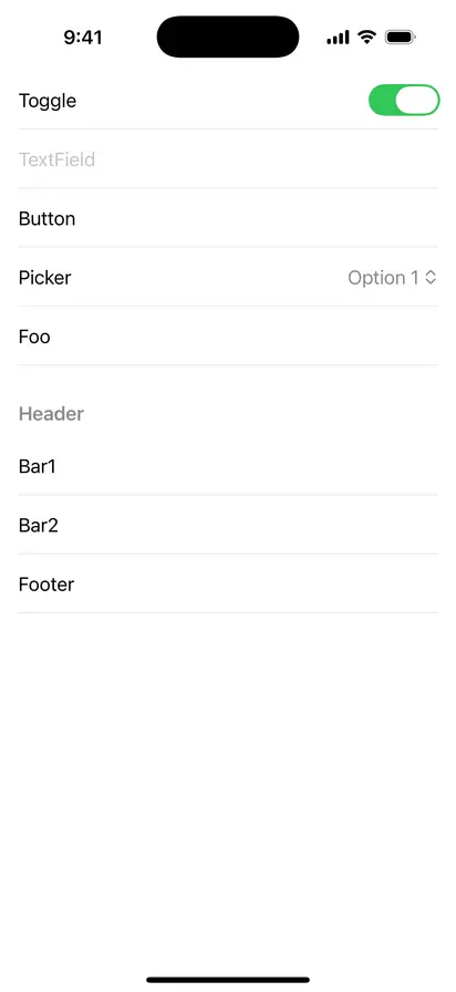 InsetGroupedListStyle - iOS on iPhone - Portrait - Flat Design - Light Mode - Preview