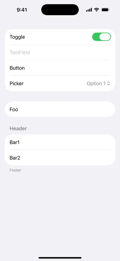 SidebarListStyle - iOS on iPhone - Portrait - Flat Design - Light Mode - Preview