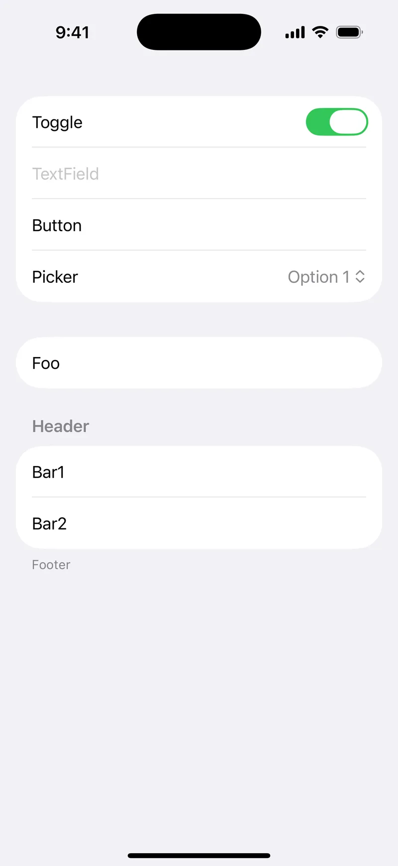 SidebarListStyle - iOS on iPhone - Portrait - Flat Design - Light Mode - Preview