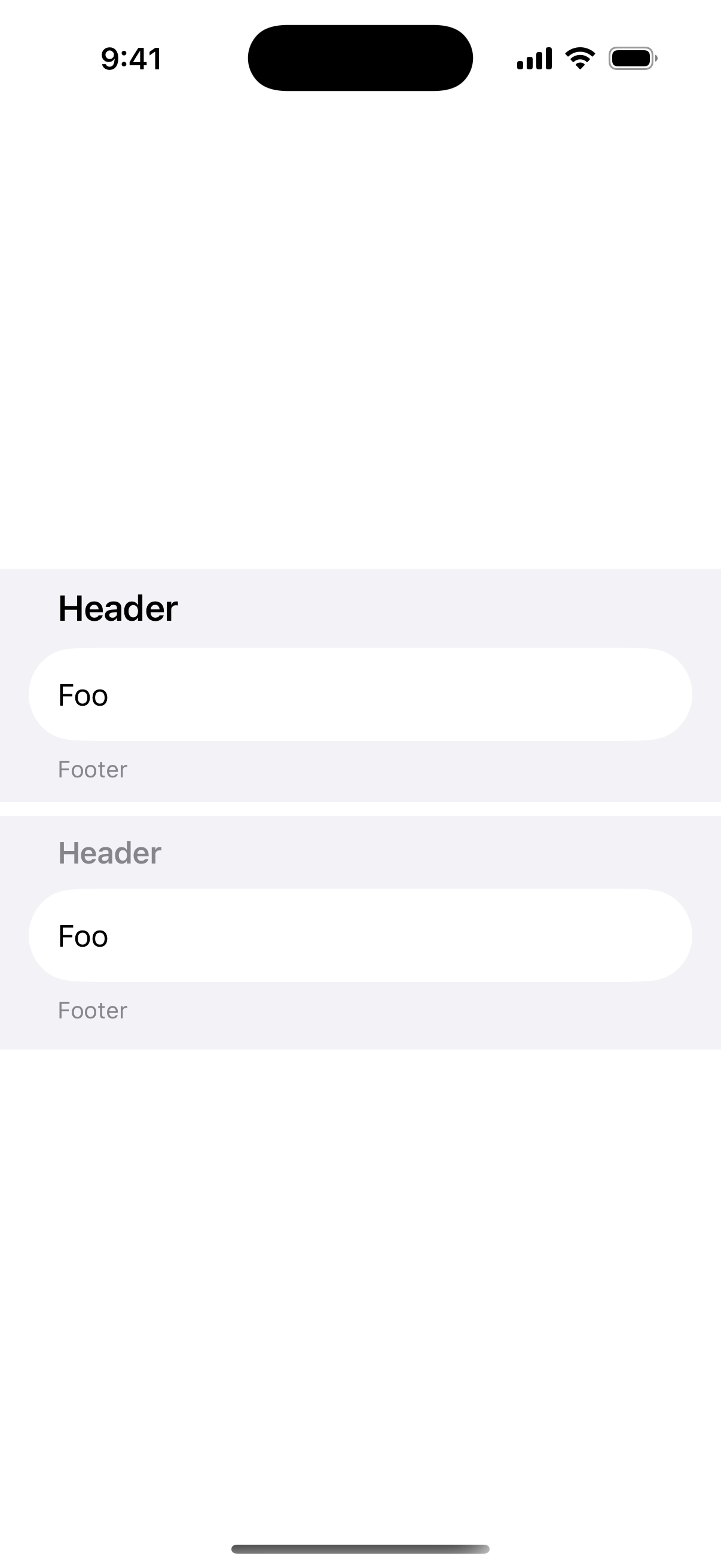 Increased Header Prominence - iOS on iPhone - Portrait - Flat Design - Light Mode - Preview