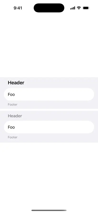 Increased Header Prominence - iOS on iPhone - Portrait - Flat Design - Light Mode - Preview