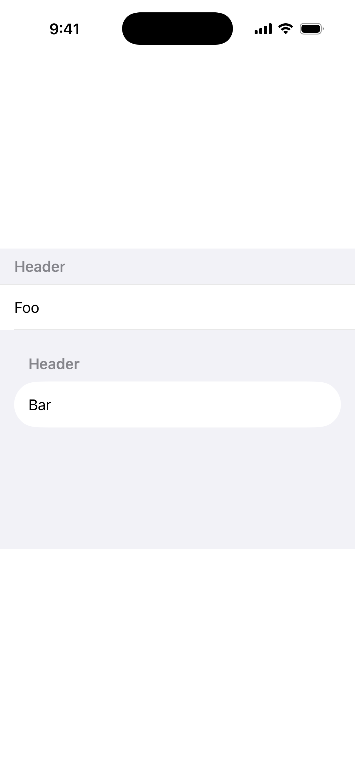 List Section Margins - iOS Light Mode Preview