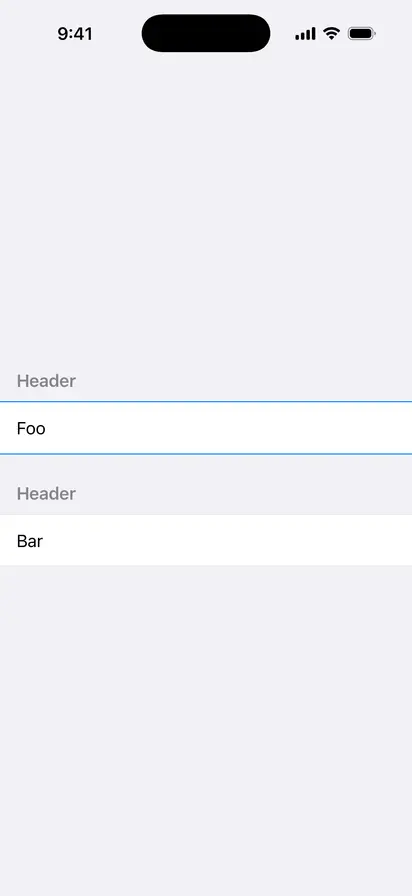 List Section Separator Tint - iOS Flat Design Light Mode Preview