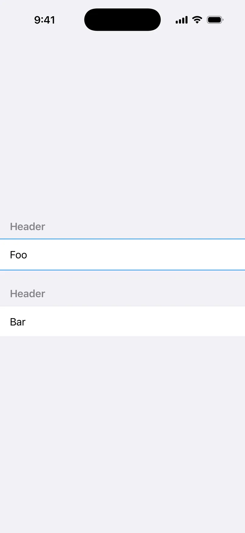 List Section Separator Tint - iOS Flat Design Light Mode Preview