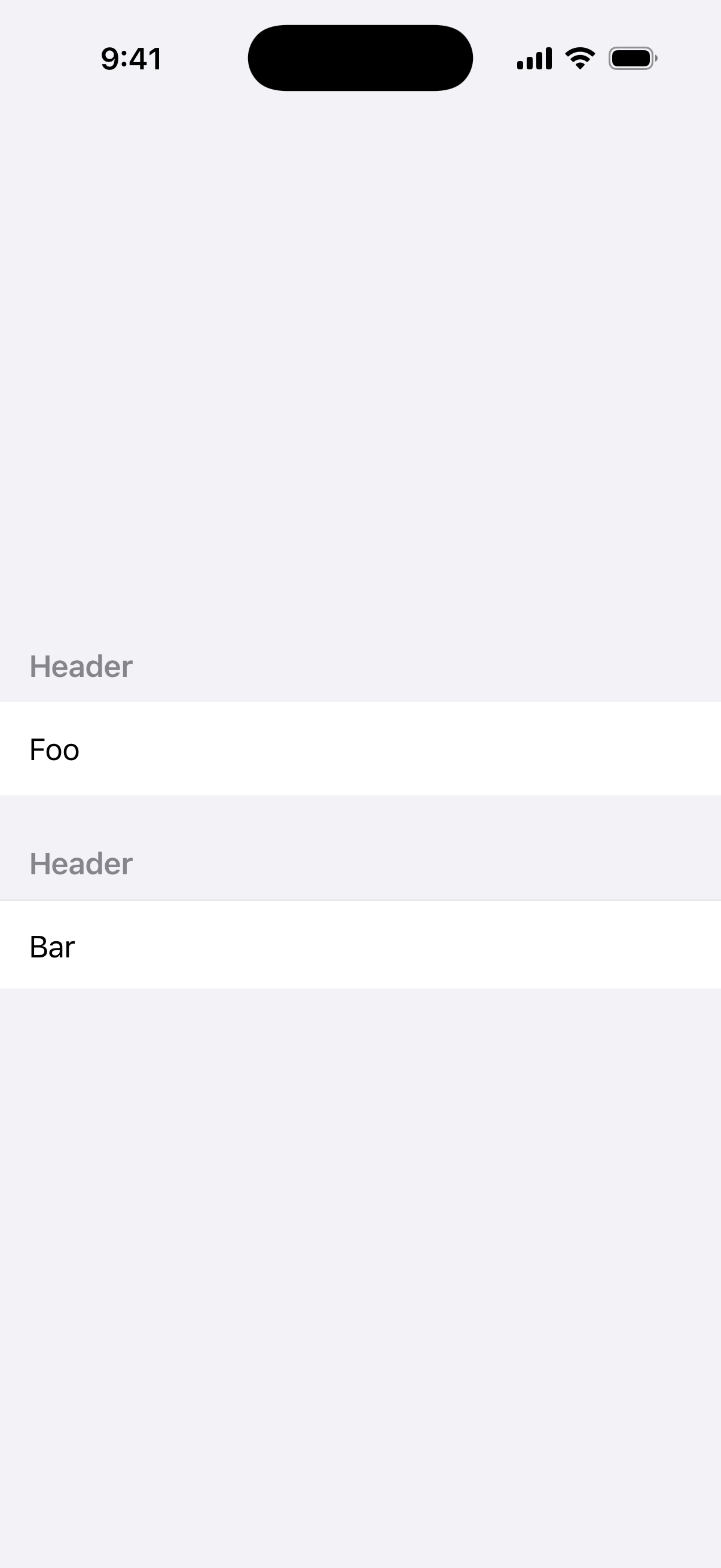 Hidden List Section Separator - iOS on iPhone - Portrait - Flat Design - Light Mode - Preview