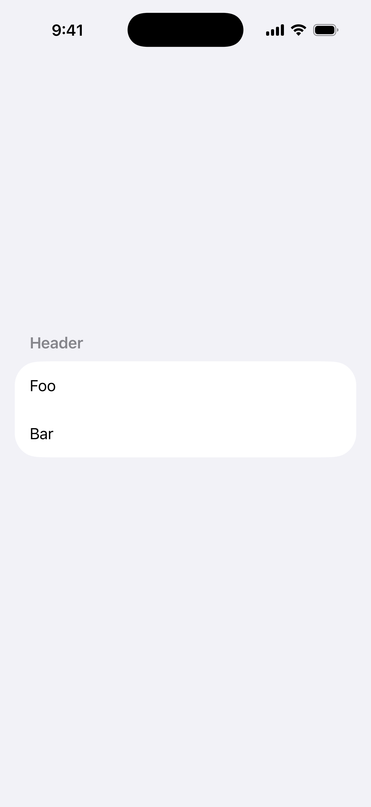 Hidden List Row Separator - iOS on iPhone - Portrait - Flat Design - Light Mode - Preview