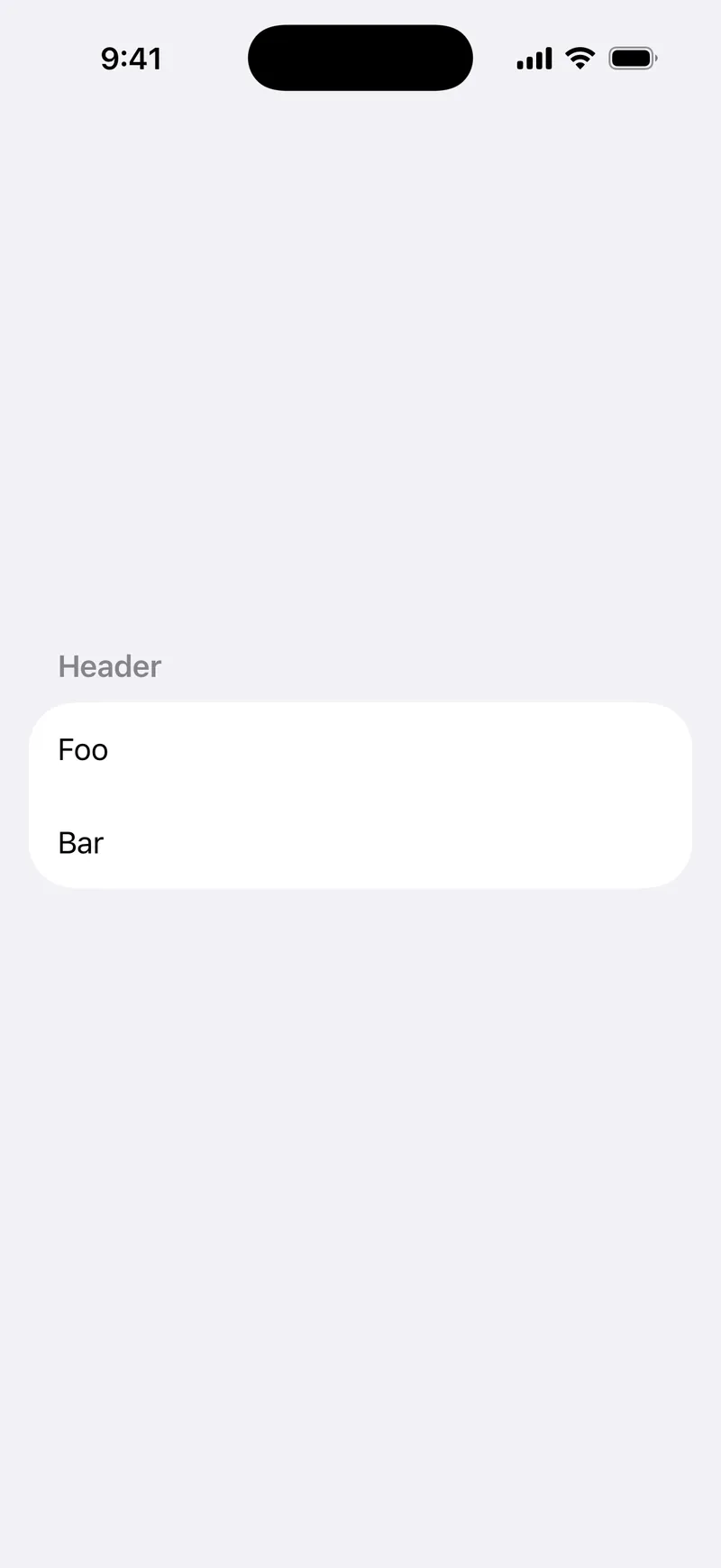 Hidden List Row Separator - iOS on iPhone - Portrait - Flat Design - Light Mode - Preview