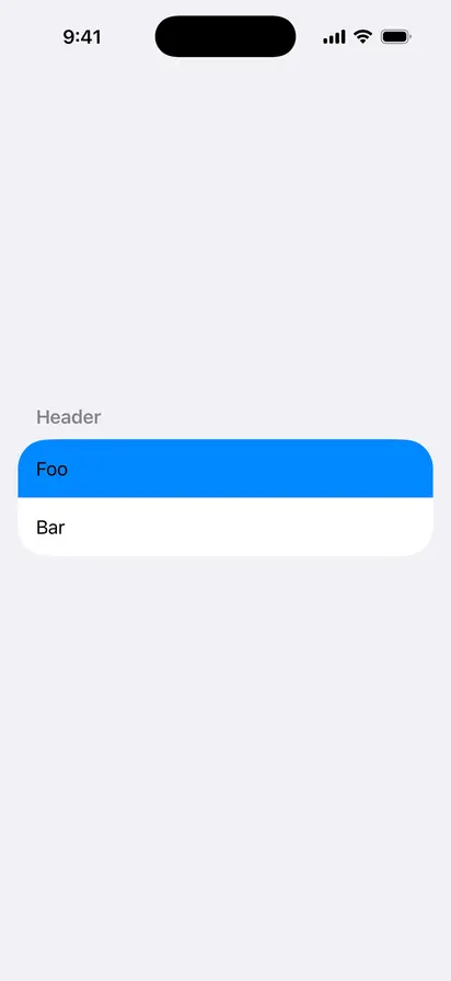 List Row Background - iOS Flat Design Light Mode Preview