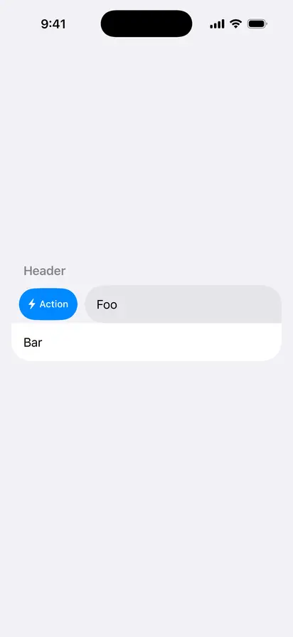 Swipe Action - iOS Flat Design Light Mode Preview