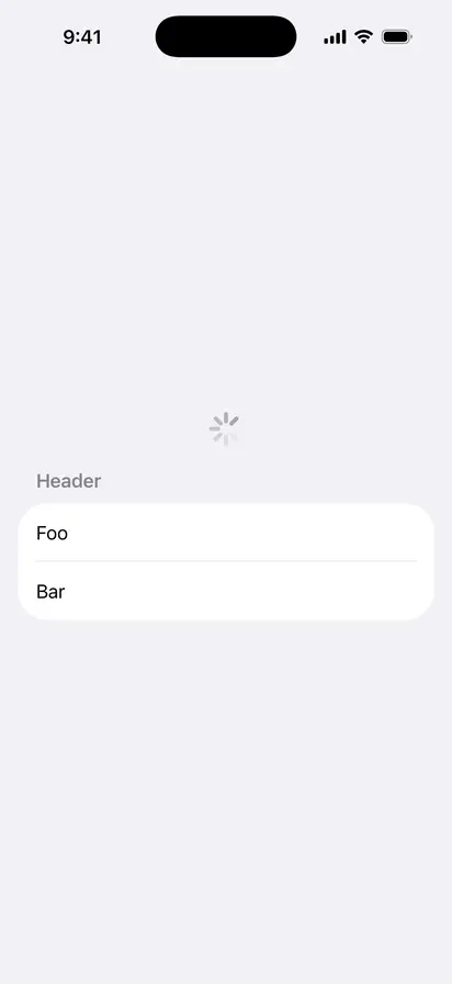 Refreshable List - iOS Flat Design Light Mode Preview