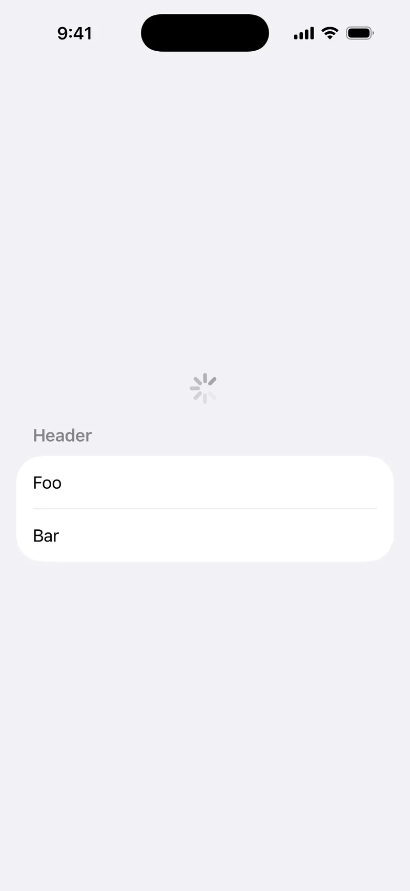 Refreshable List - iOS Flat Design Light Mode Preview