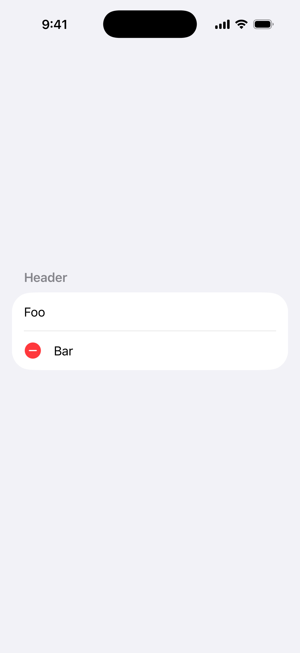 Delete Disabled - iOS Light Mode Preview