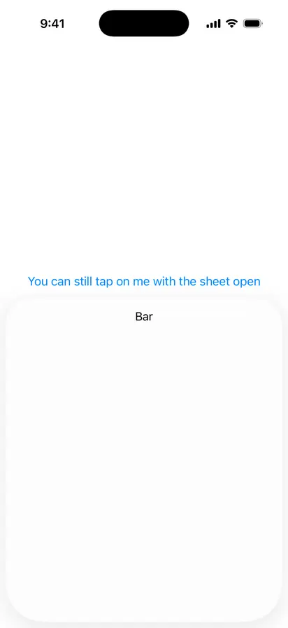 Sheet Background Interaction - iOS Liquid Glass Light Mode Preview