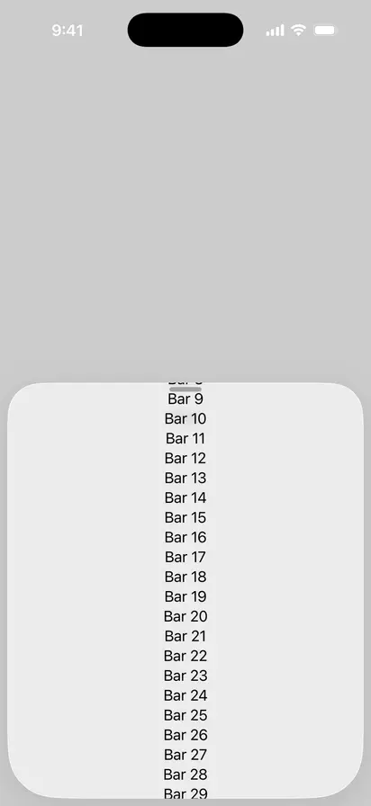 Prioritize Sheet Content Scrolling - iOS Liquid Glass Light Mode Preview