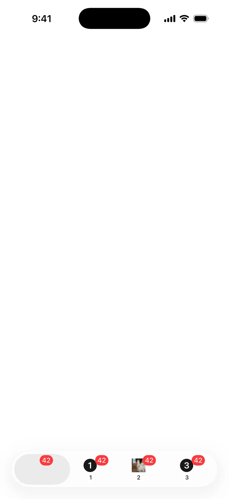 Tab Badge - iOS Liquid Glass Light Mode Preview