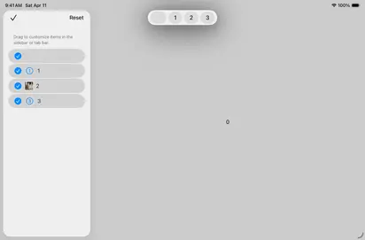 Tab View Customization - iPadOS Liquid Glass Light Mode Preview