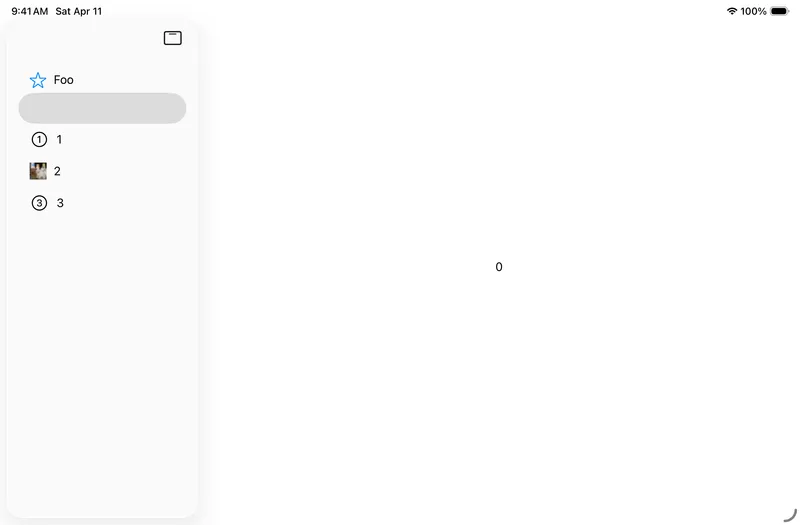 Tab View Side Bar Header - iPadOS Liquid Glass Light Mode Preview