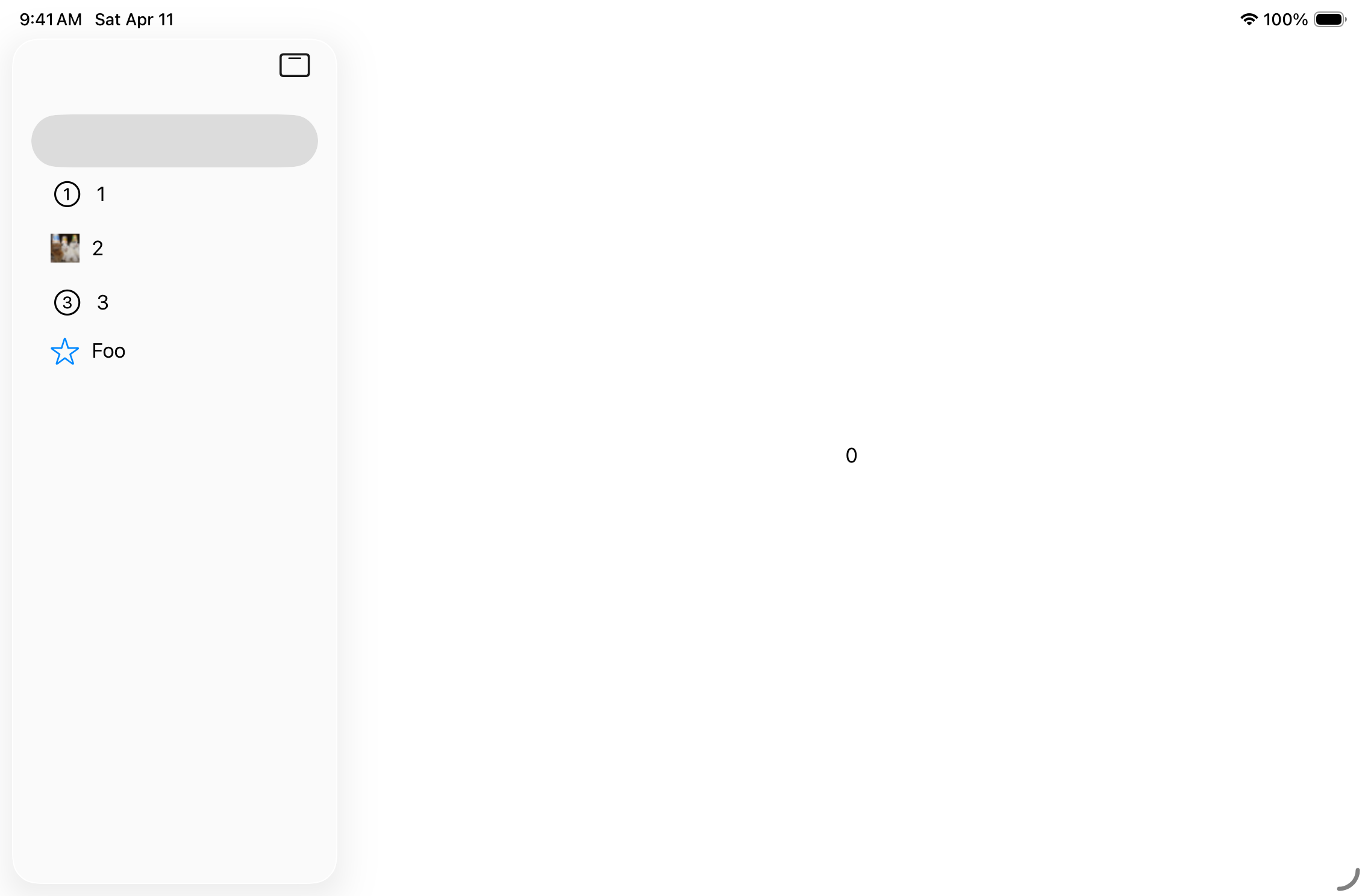 Tab View Side Bar Footer - iPadOS - Landscape - Liquid Glass - Light Mode - Preview