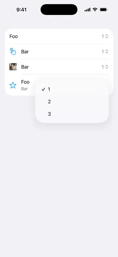 Picker - iOS Liquid Glass Light Mode Preview
