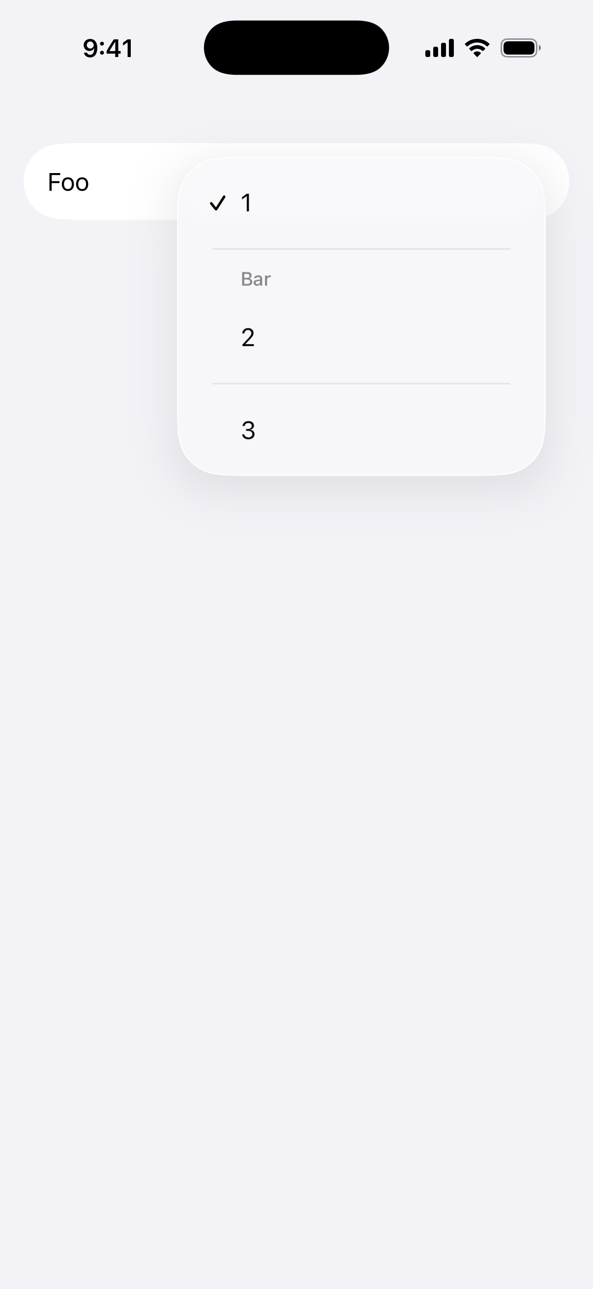 Picker Section - iOS on iPhone - Portrait - Liquid Glass - Light Mode - Preview