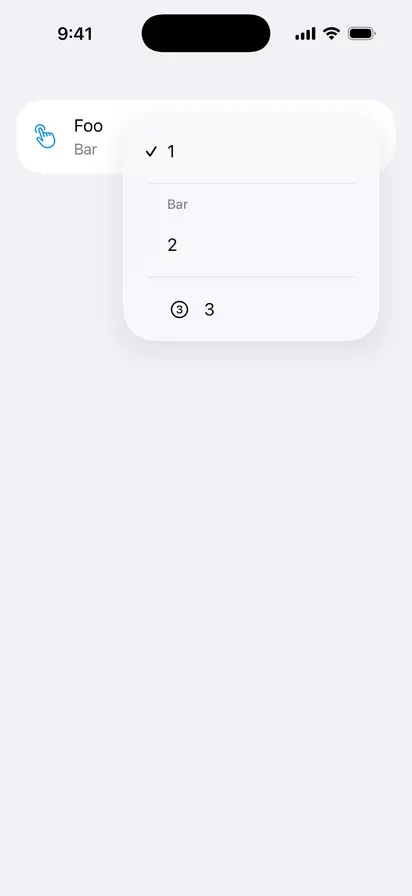 MenuPickerStyle - iOS on iPhone - Portrait - Liquid Glass - Light Mode - Preview