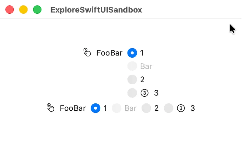 Horizontal Radio Group Layout - macOS Liquid Glass Light Mode Preview