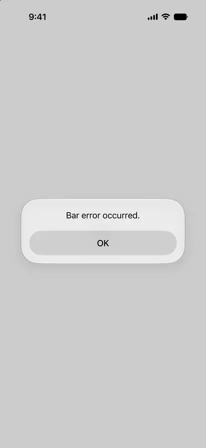 Error Alert - iOS on iPhone - Portrait - Liquid Glass - Light Mode - Preview
