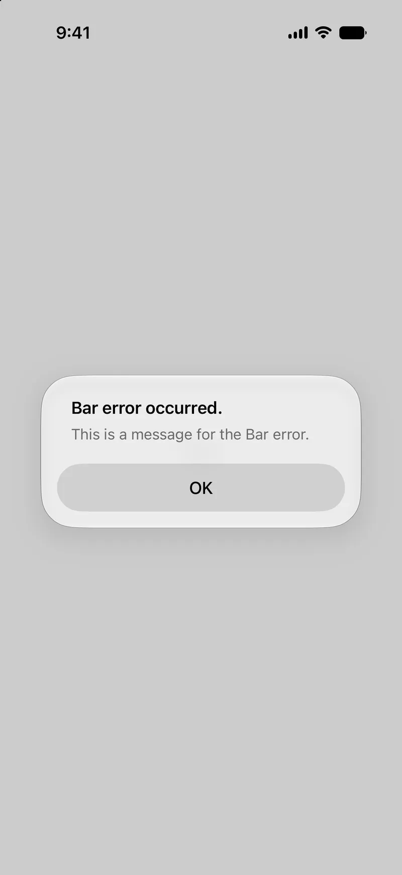 Message Error Alert - iOS Liquid Glass Light Mode Preview