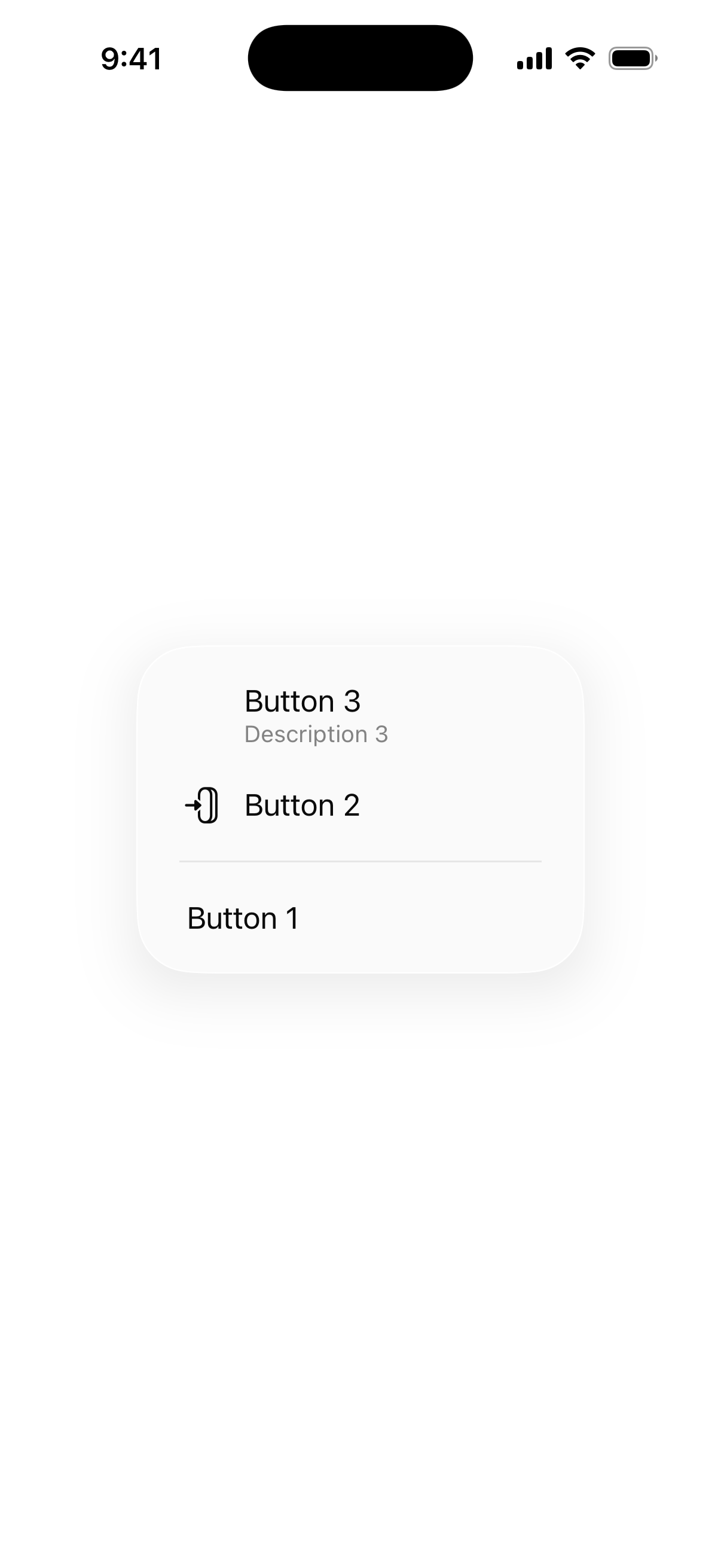 Menu Divider - iOS Liquid Glass Light Mode Preview