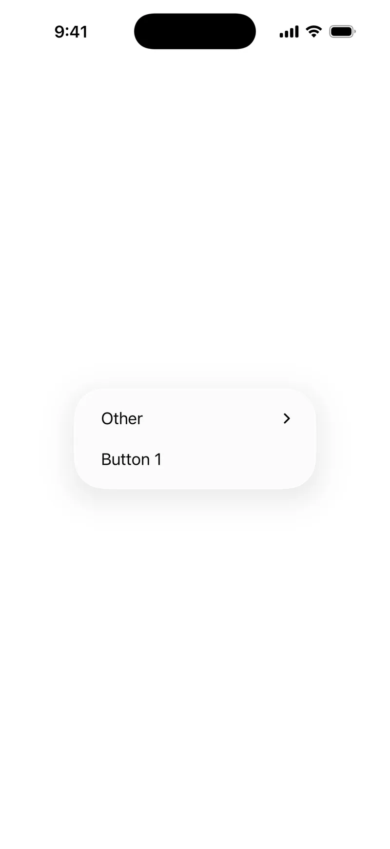 Nested Menu - iOS Liquid Glass Light Mode Preview