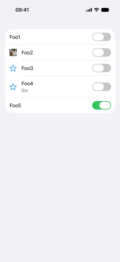SwitchToggleStyle - iOS on iPhone - Portrait - Liquid Glass - Light Mode - Preview