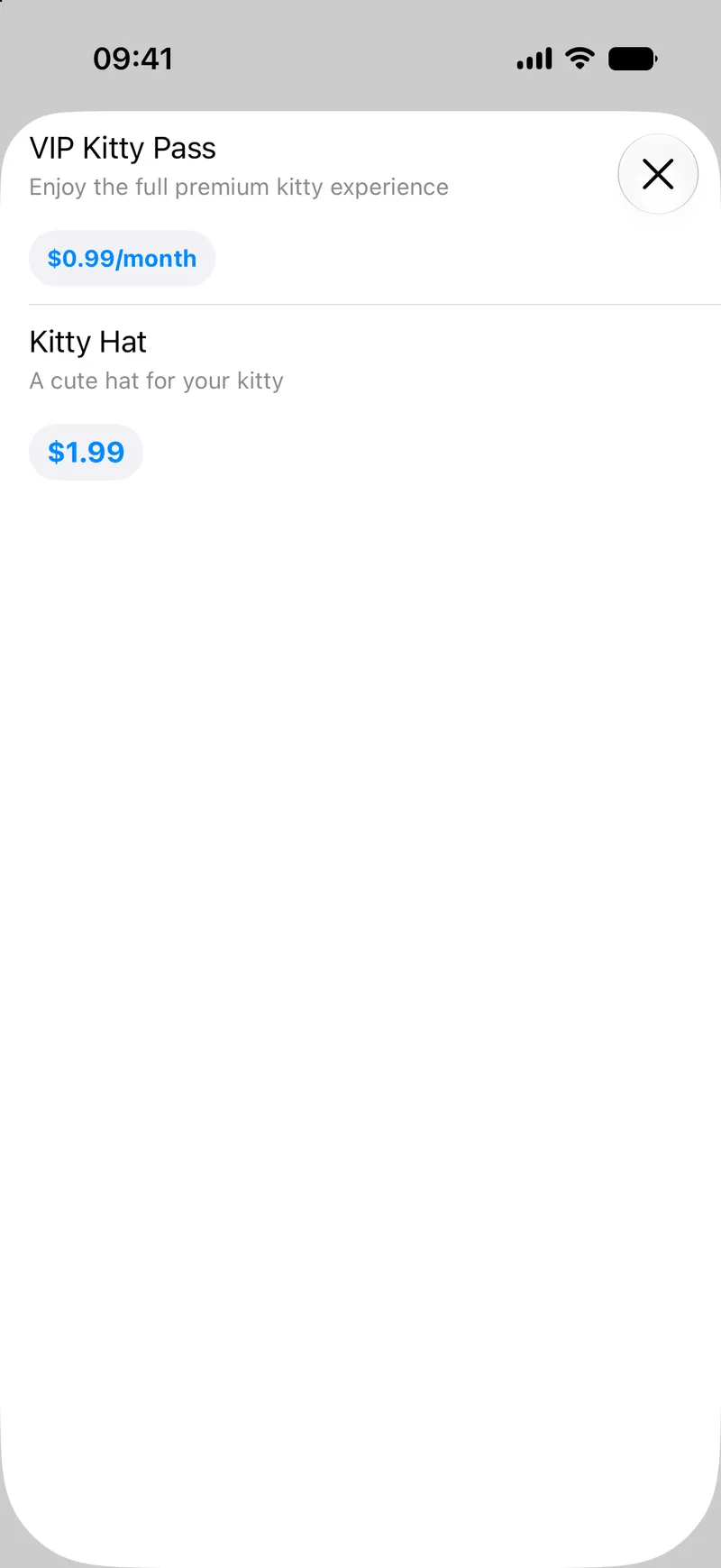 Store Cancellation Button - iOS Liquid Glass Light Mode Preview
