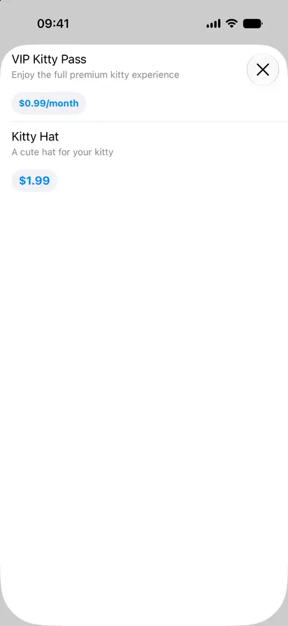 Store Cancellation Button - iOS on iPhone - Portrait - Liquid Glass - Light Mode - Preview