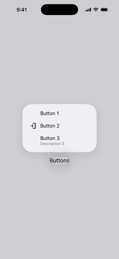 Context Menu - iOS Liquid Glass Light Mode Preview