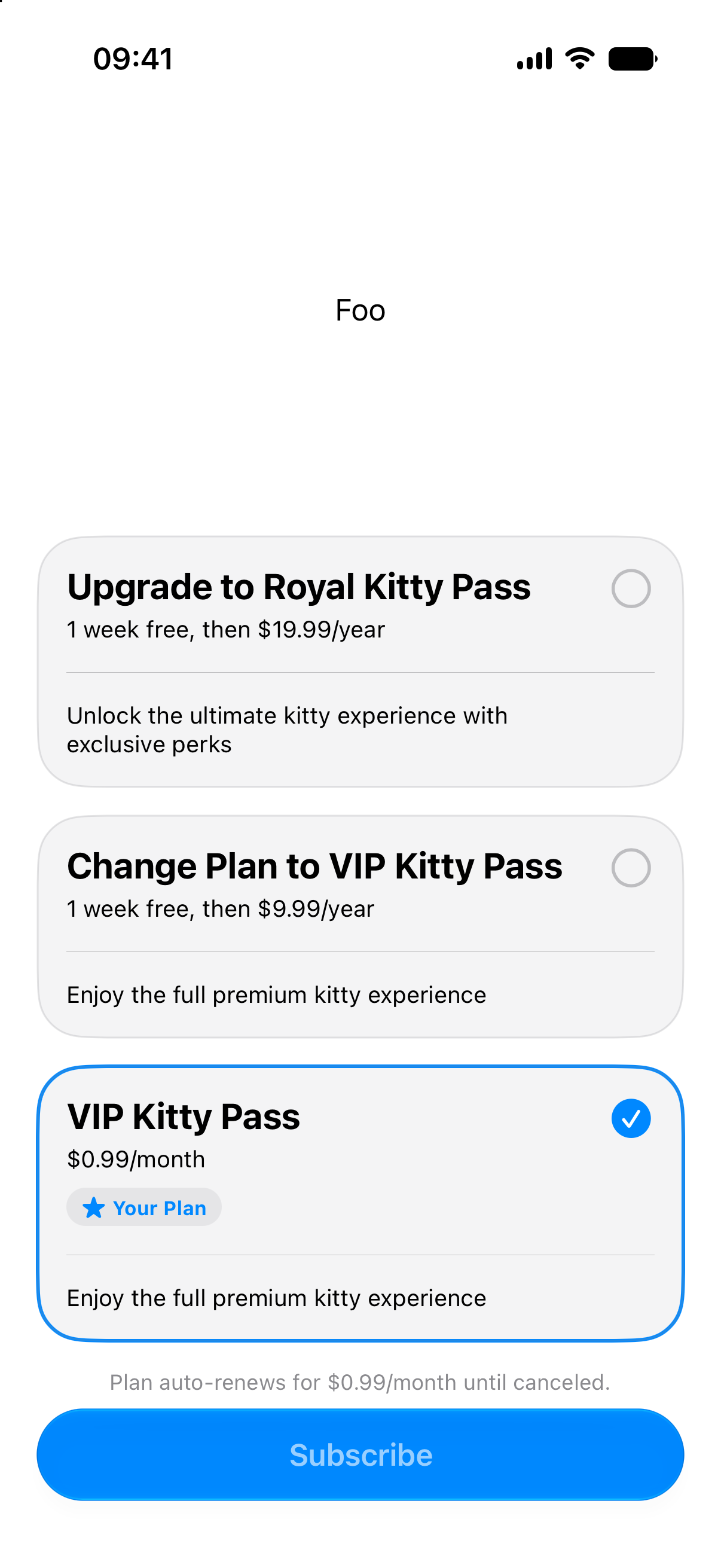 Custom Header Subscription Store View - iOS on iPhone - Portrait - Liquid Glass - Light Mode - Preview