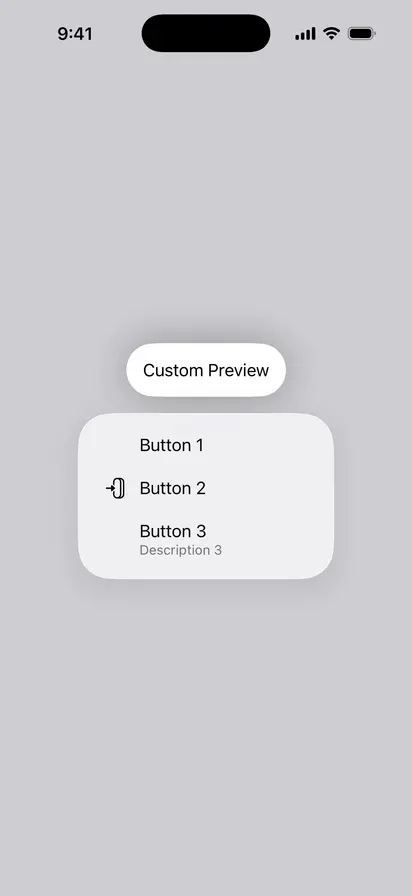 Context Menu Preview - iOS Liquid Glass Light Mode Preview