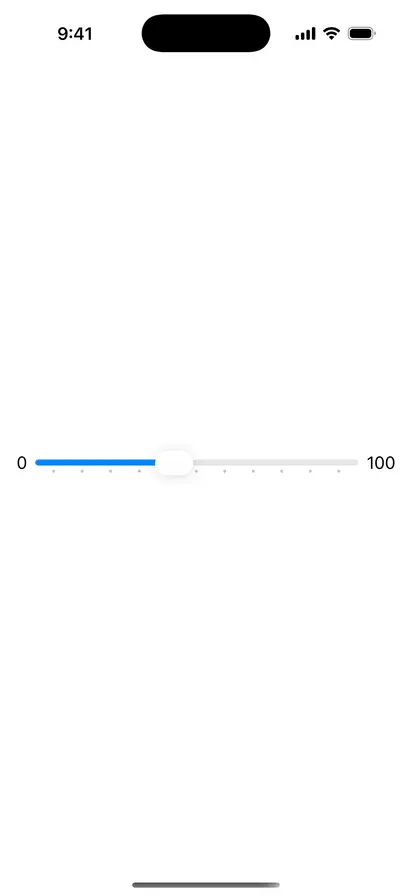 Stepped Min Max Label Slider - iOS on iPhone - Portrait - Liquid Glass - Light Mode - Preview