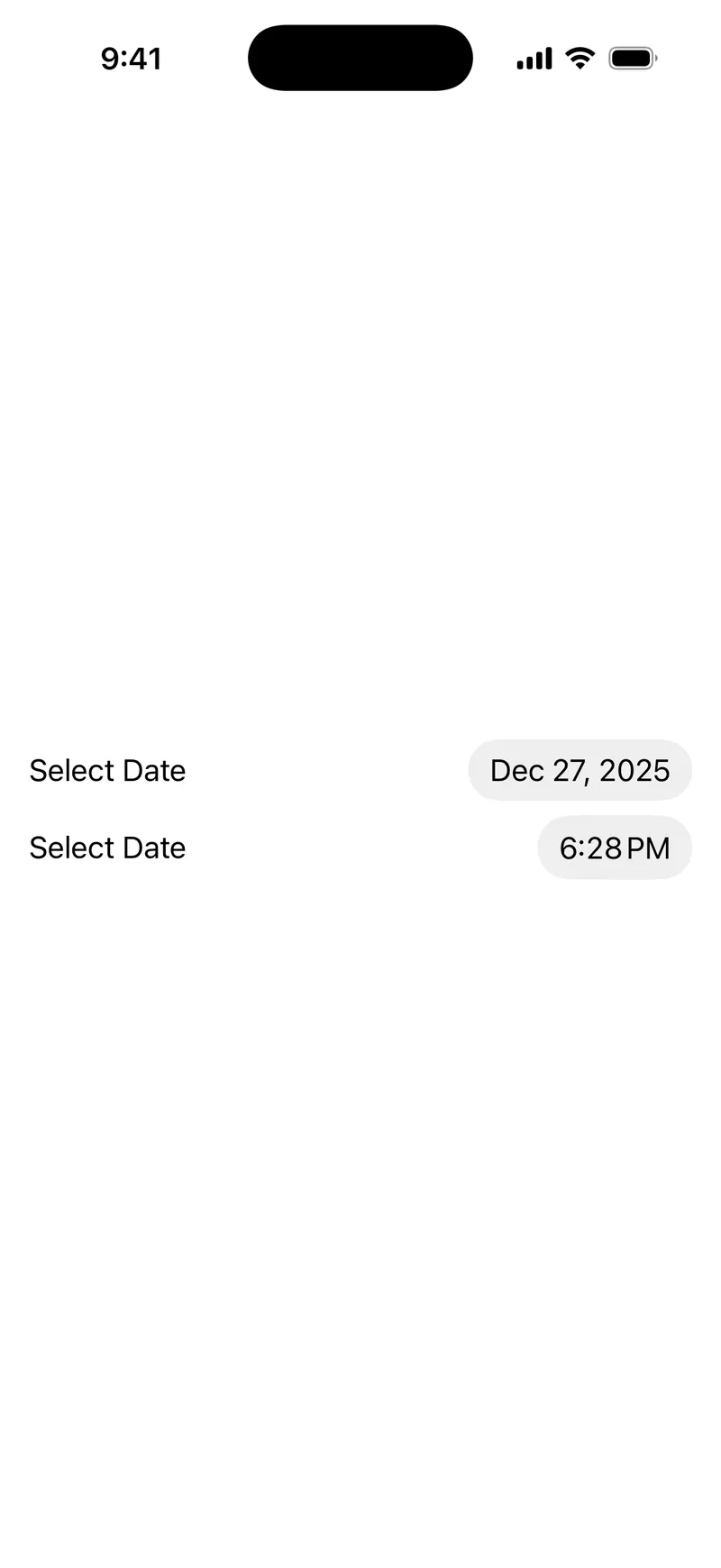 DatePicker Components  - iOS Liquid Glass Light Mode Preview