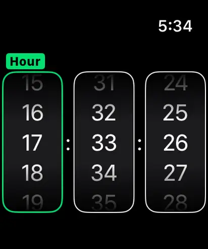 Hour Minute Seconds DatePicker - watchOS Flat Design Light Mode Preview