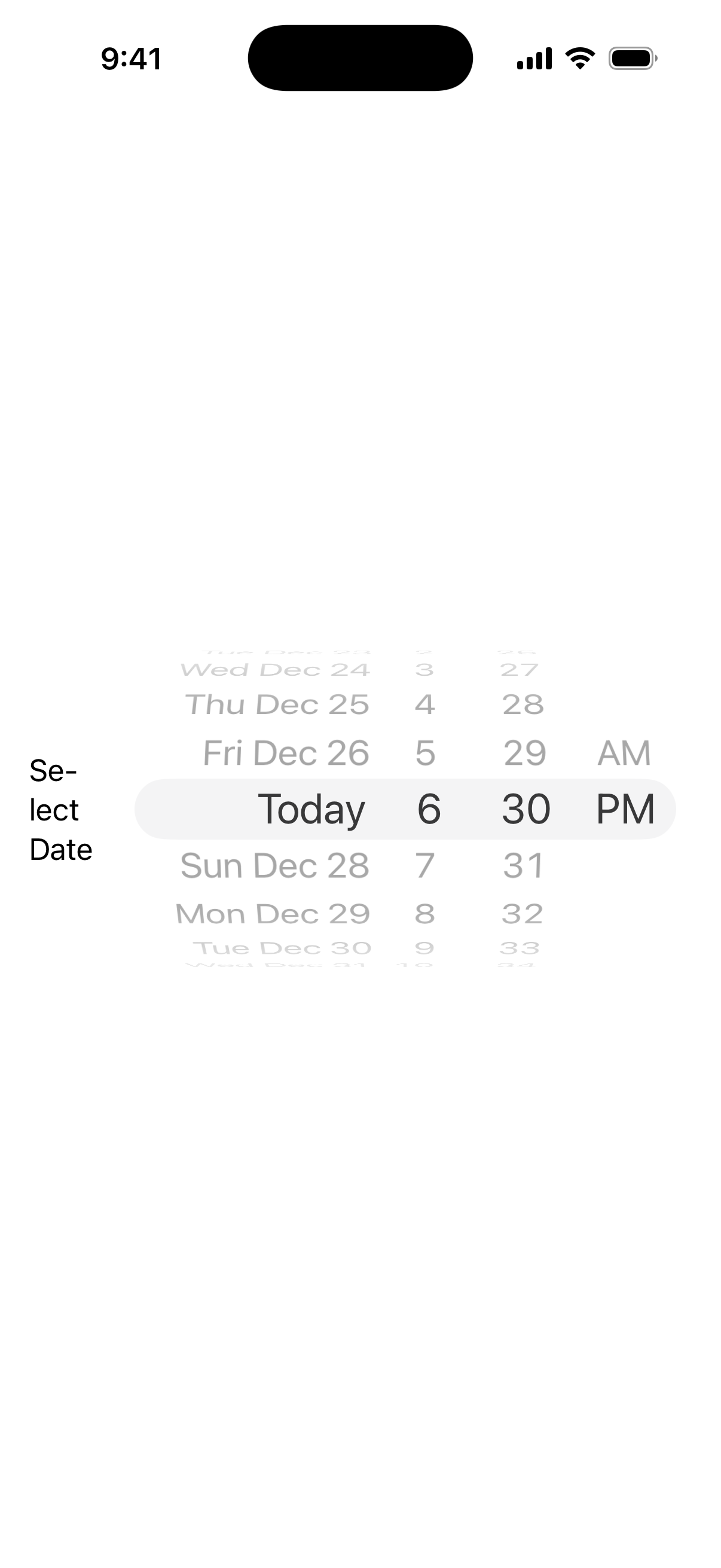 WheelDatePickerStyle - iOS on iPhone - Portrait - Liquid Glass - Light Mode - Preview