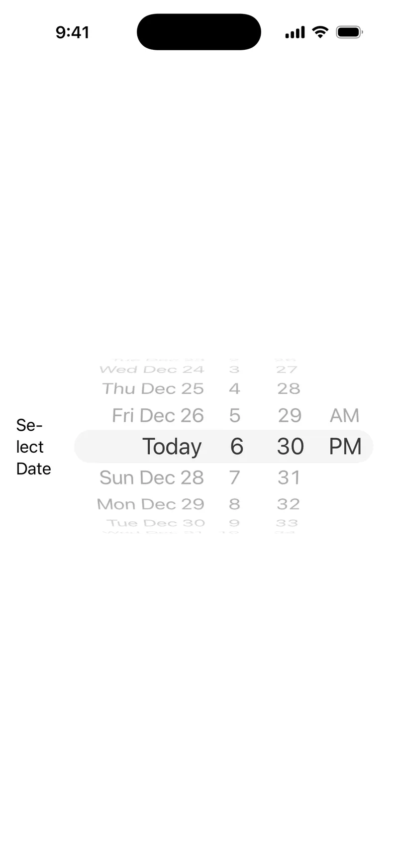 WheelDatePickerStyle - iOS on iPhone - Portrait - Liquid Glass - Light Mode - Preview