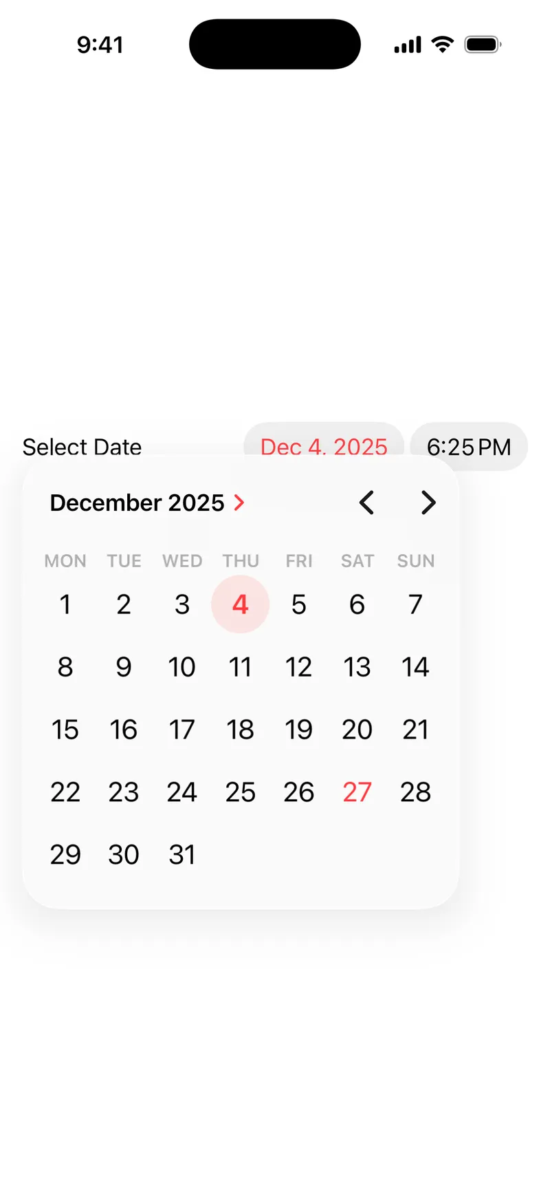 DatePicker Colors - iOS on iPhone - Portrait - Liquid Glass - Light Mode - Preview