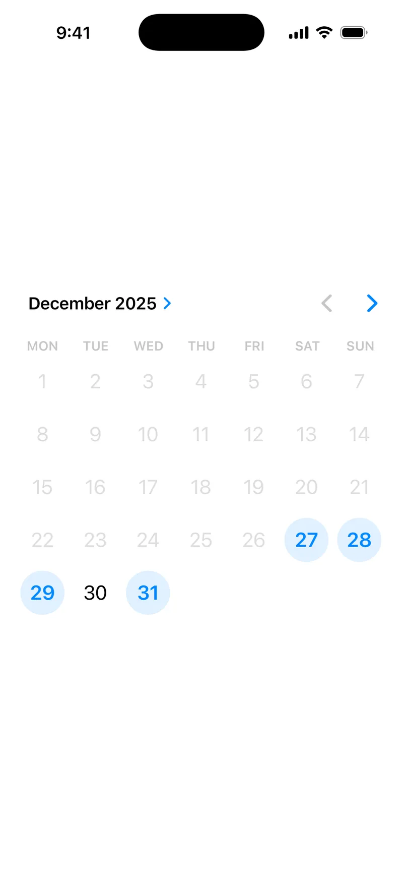 Future DatePicker - iOS Liquid Glass Light Mode Preview